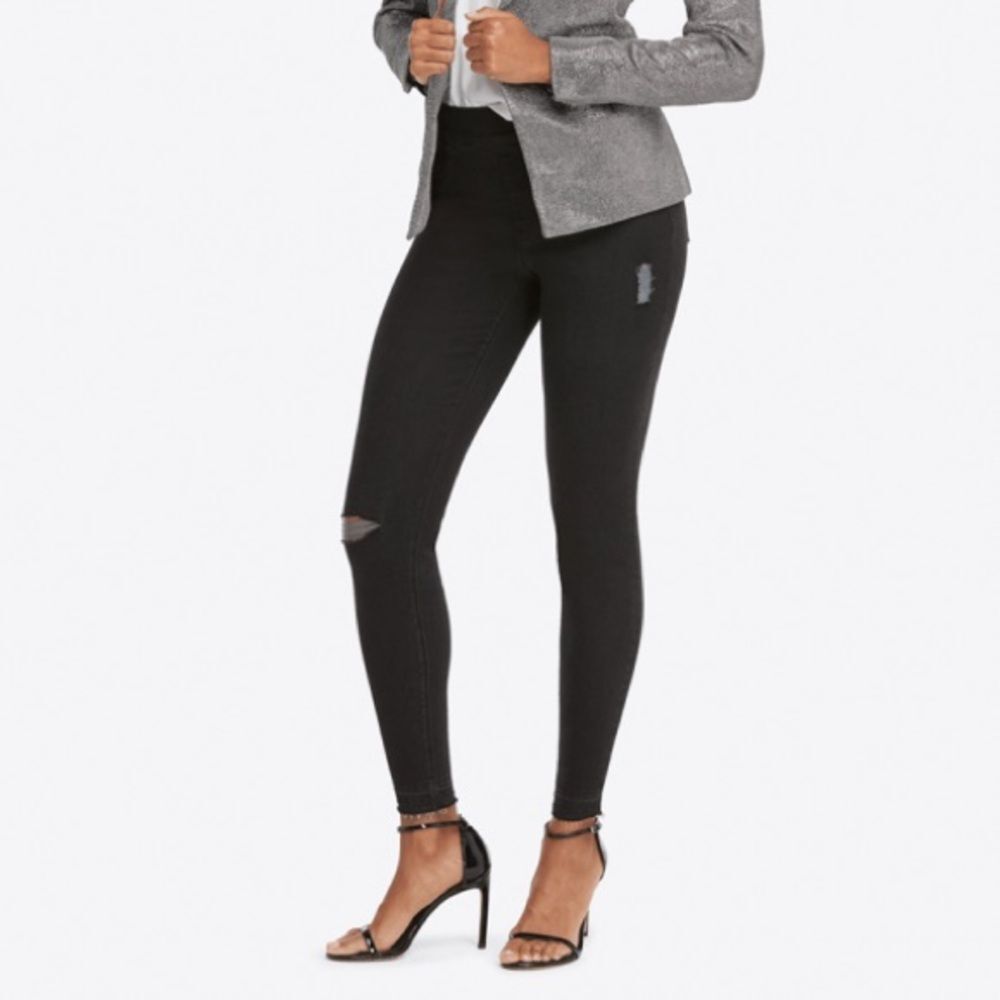 Spanx Distressed Ankle Skinny Denim Jean Legging Vintage Black Size Small